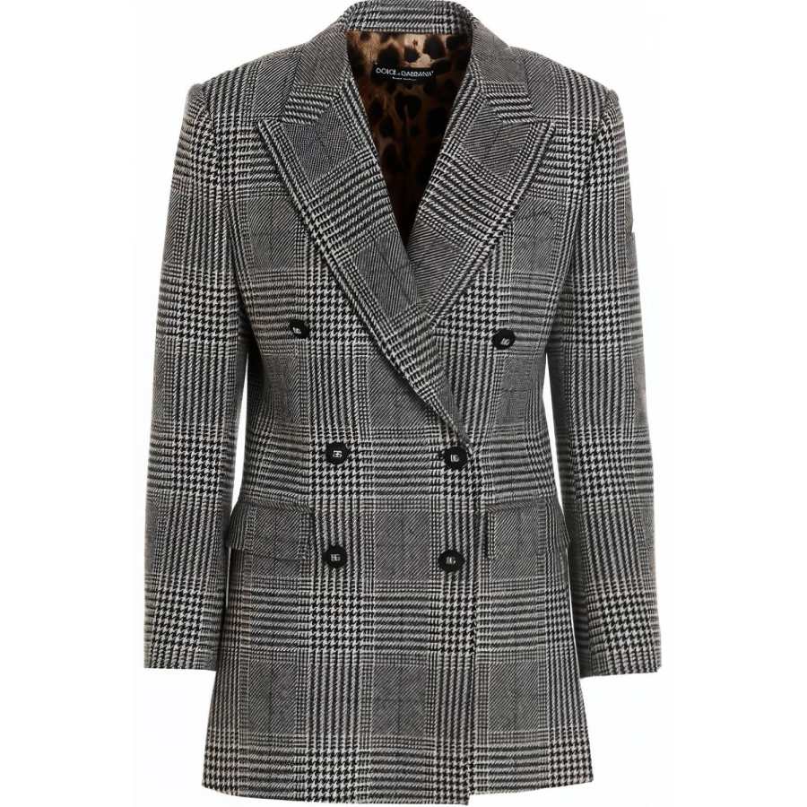 Dolce & Gabbana Houndstooth Patterned Double Breasted Blazer
