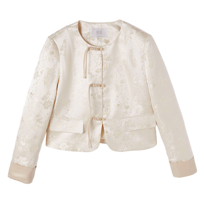 XIANGYING Cropped Coat Women's Beige