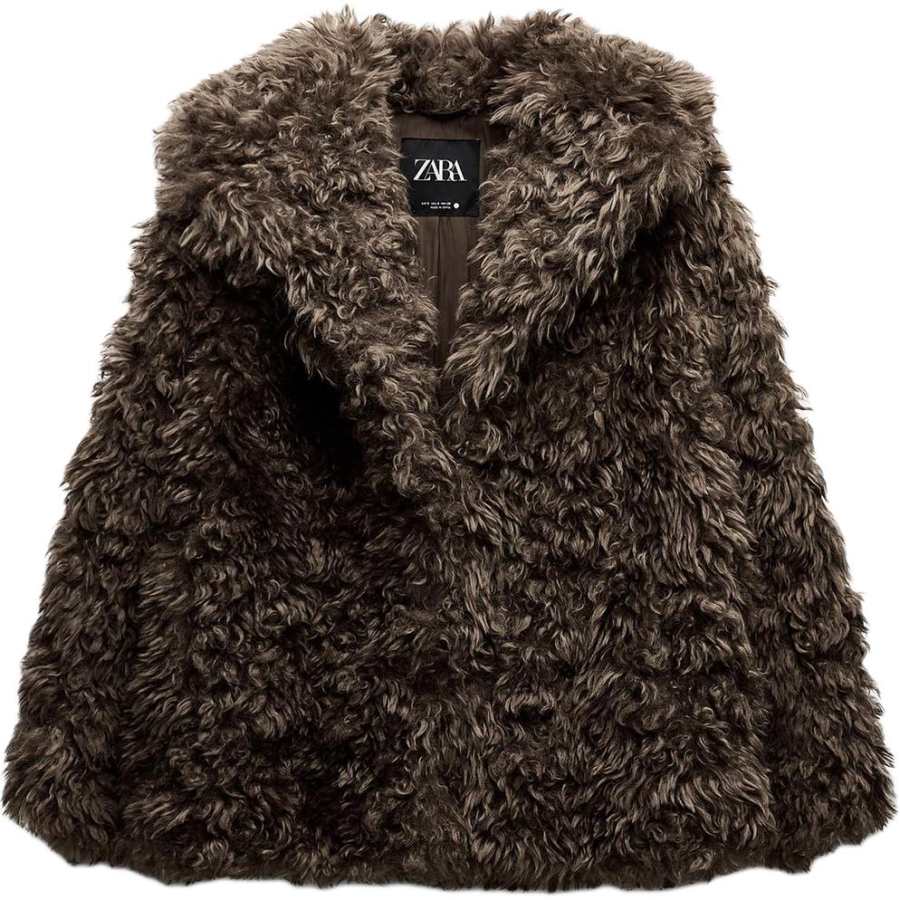 ZARA ZW Velvet feel Coat Women's Chocolate