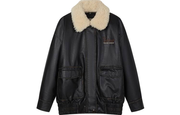 Teenie Weenie Leather Jacket Women's Dark Brown