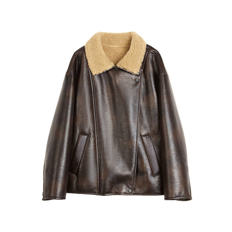 ELLE Leather Jacket Women's Dark Brown