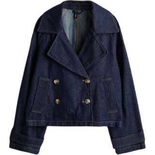 H&M Trench Coat Women's Dark Denim Blue