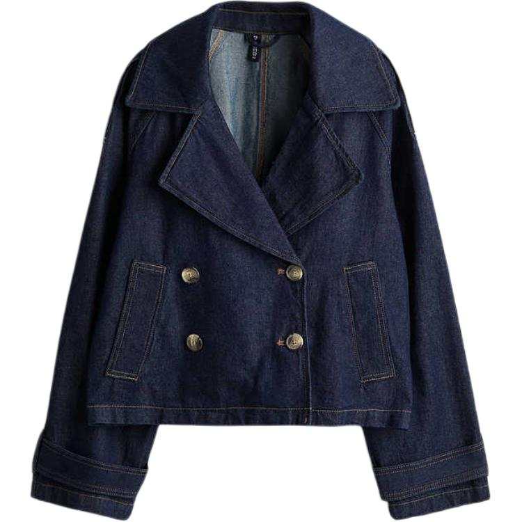 H&M Trench Coat Women's Dark Denim Blue