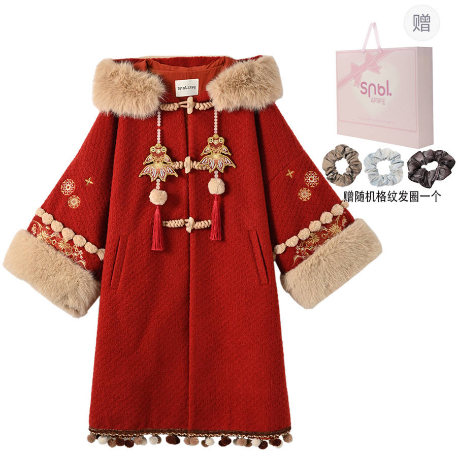 SNBL Coats Women's Red Hooded Moderate Straight Fit
