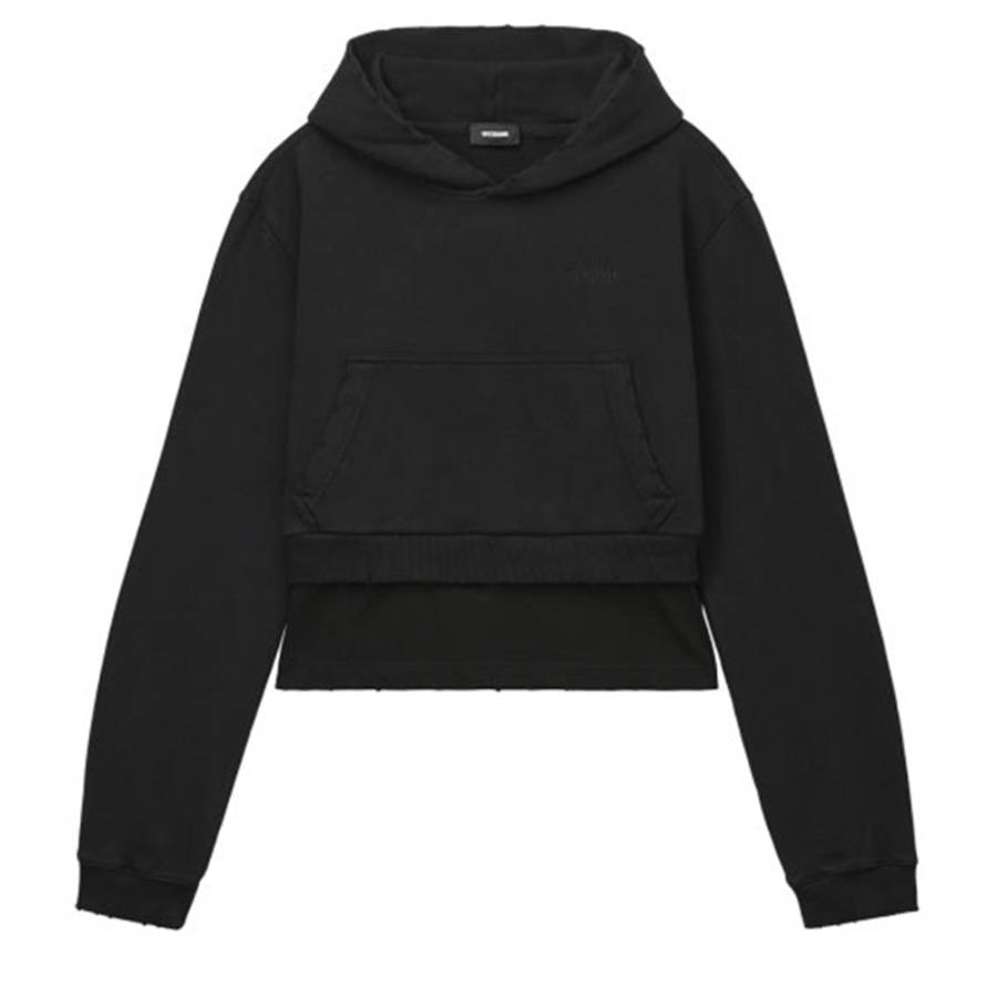 WE11DONE faux-pearl embellishment layered hoodie