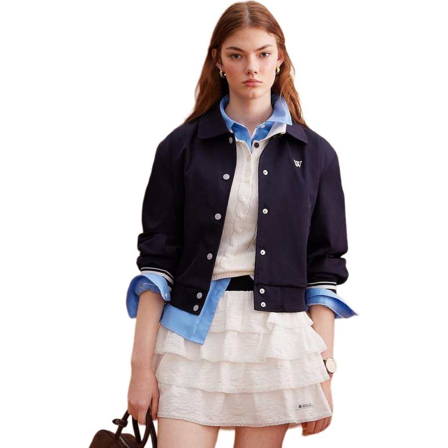 Teenie Weenie Cropped Coat Women's Navy Blue