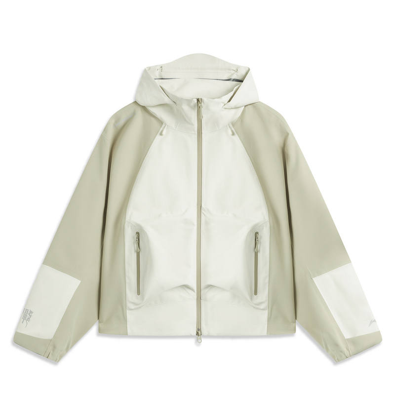 Li-Ning Li Ning Windproof, Water Repellent, And Rainproof Outdoor Hiking Hard Shell Windbreaker Jacket Women's White