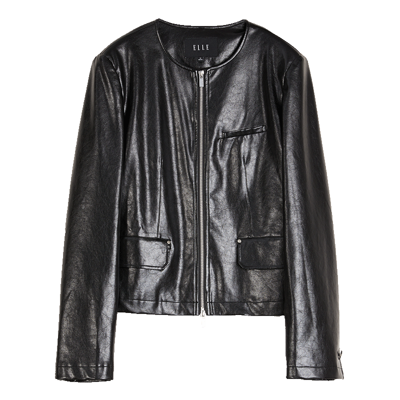 ELLE ELLE Leather Jacket Women's Black