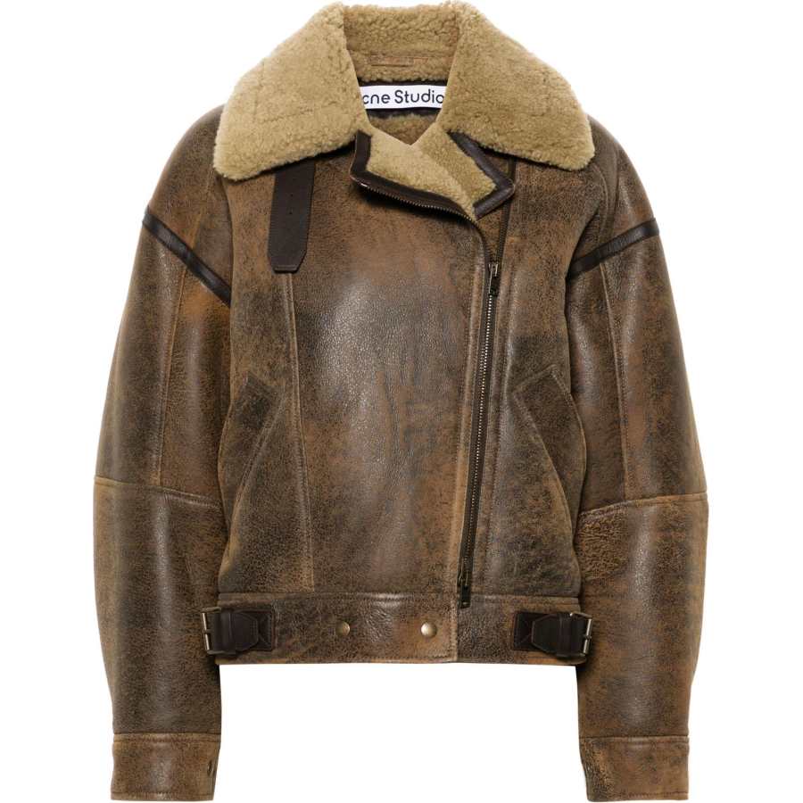 Acne Studios Acne Studios Leather Shearling Jacket 'Brown'