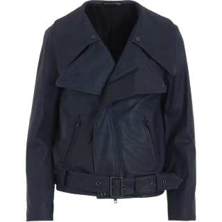 Yohji Yamamoto Y's FW24 Leather Jacket Women's Marine Blue