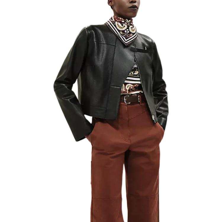 HERMES HERMES Leather Jacket Women's Black