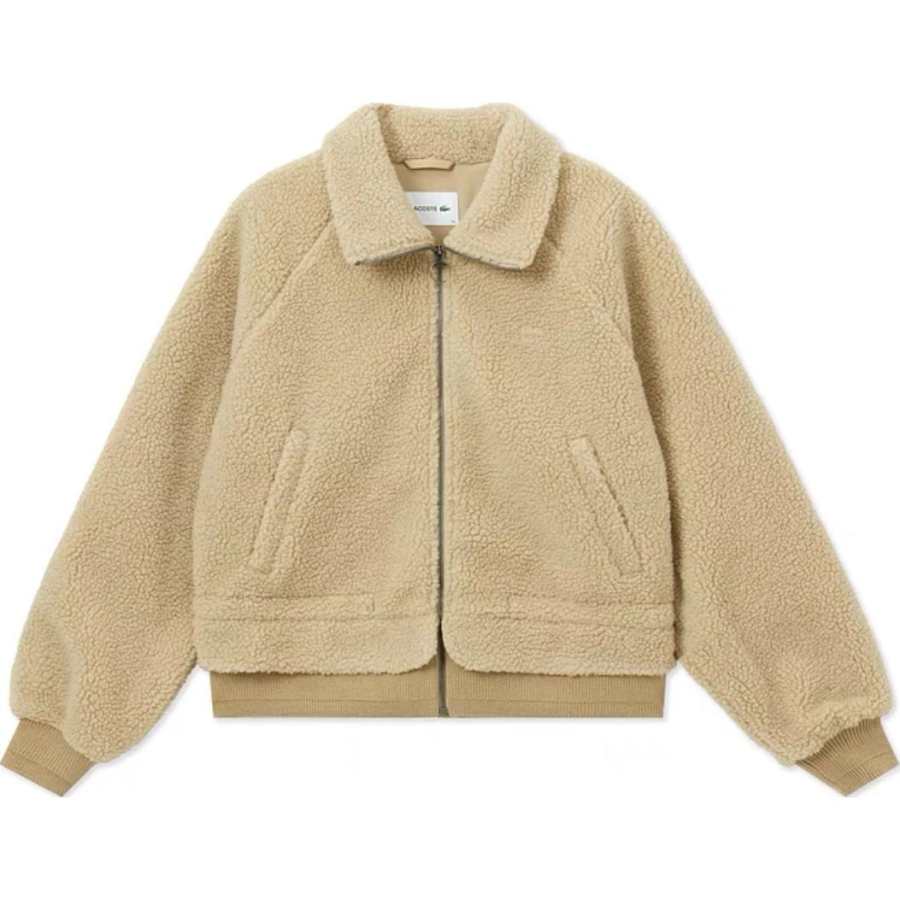 LACOSTE Velvet feel Coat Women's Milk Coffee