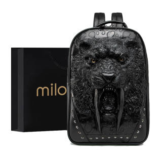 MILOOKY PU Leather Travel Bag Backpack Large Unisex Black/Silver/Gold