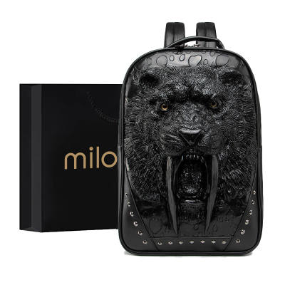 MILOOKY PU Leather Travel Bag Backpack Large Unisex Black/Silver/Gold