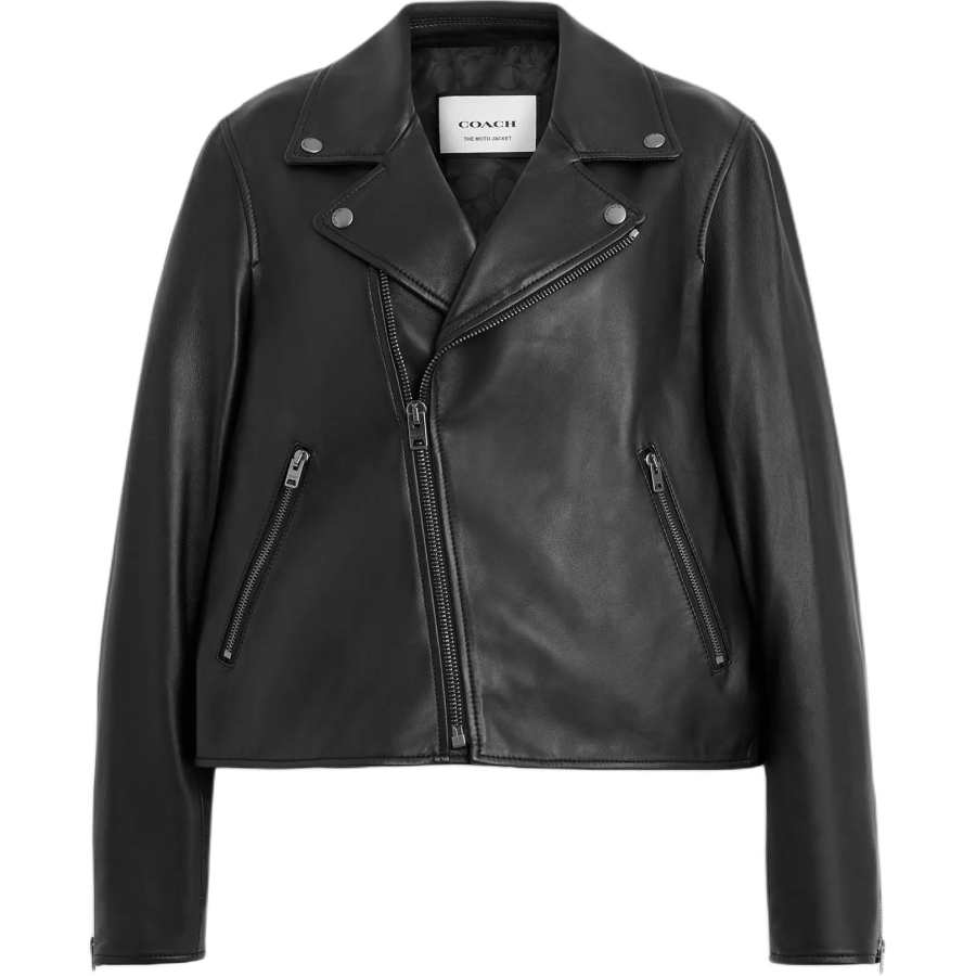 COACH COACH Leather Jacket Women's Black