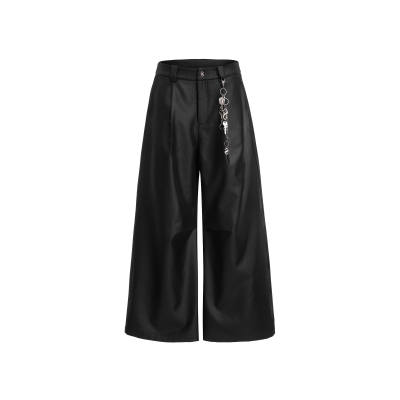 ARGUE Leather Pants Unisex Misty Black Bottoms Moderate Straight Fit Pants