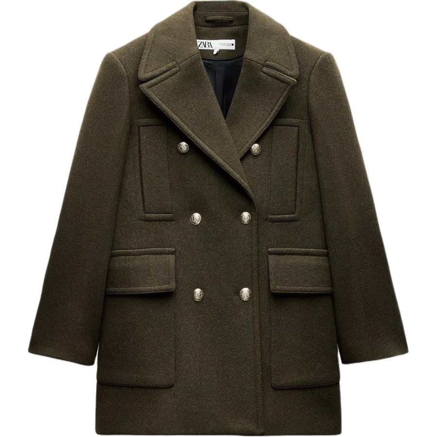 ZARA ZW Coat Women's Khaki Green