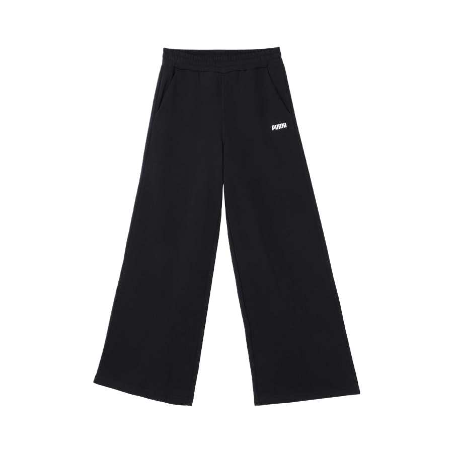 PUMA Solid Color Fleece Lined Comfortable And Breathable Soft Skin Friendly Wide Leg Casual Pants Women's Black