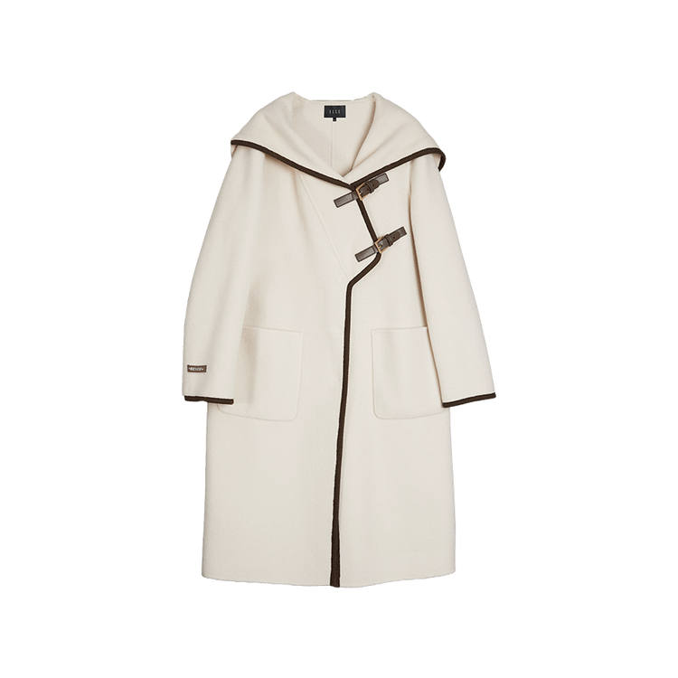 ELLE Coats Women's White Hooded Thickened