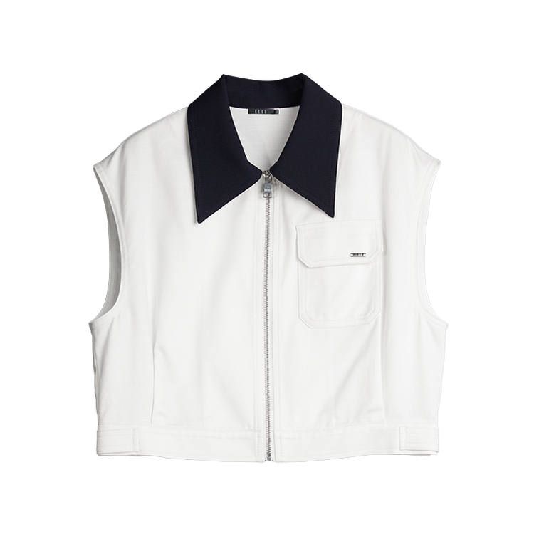 ELLE ELLE Vests Women's White Lapel Moderate Workwear