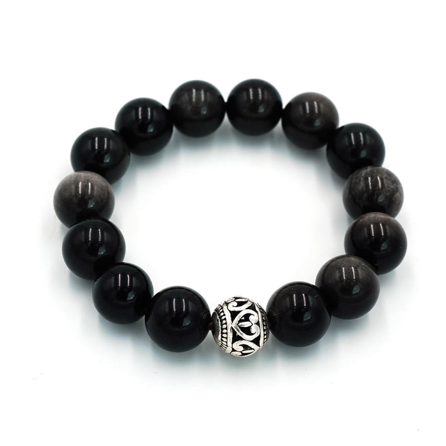PAUL COSTELLOE Obsidian Silver Sheen Obsidian, Jade Bracelet Unisex