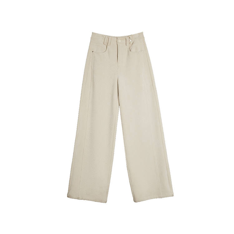 ELLE Casual Pants Women's Ecru Moderate Wide Leg Pants