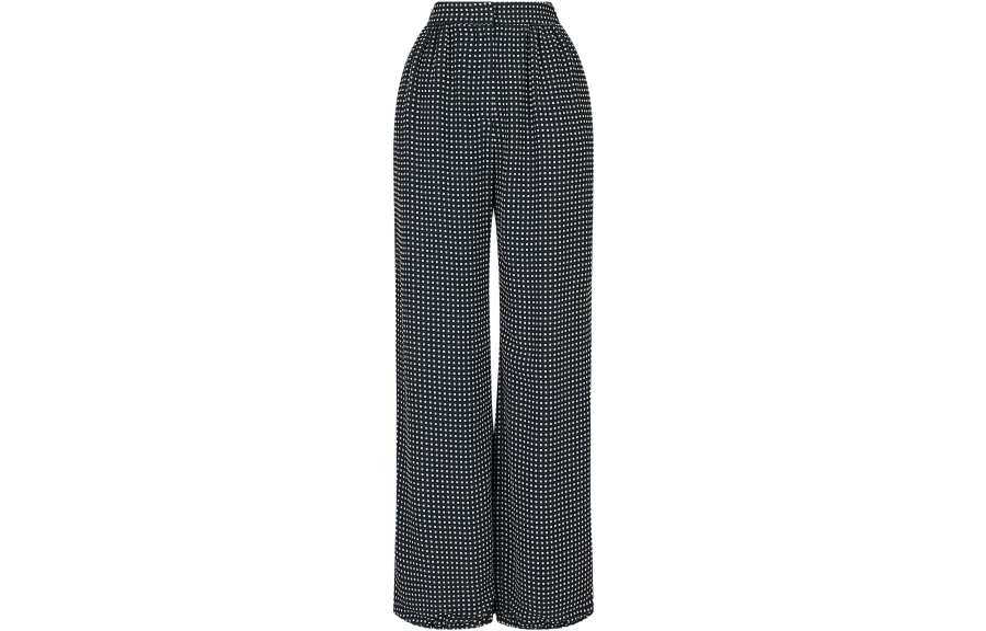 EMPORIO ARMANI Casual Pants Women's Black/White Moderate Wide Leg Pants