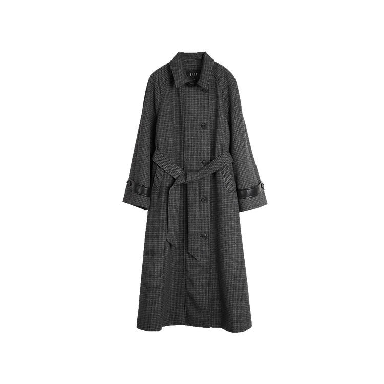 ELLE Coats Women's Gray Plaid Lapel Moderate