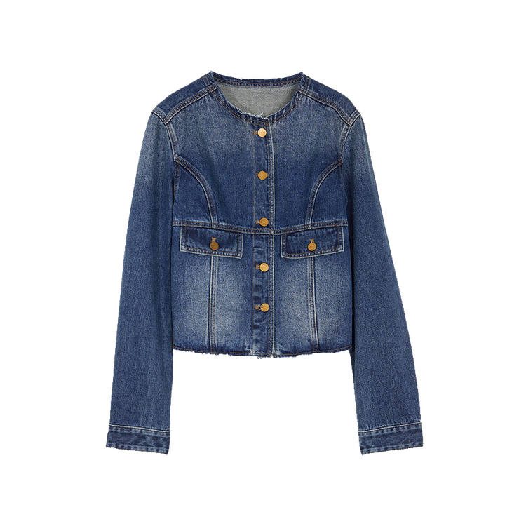 ELLE Cropped Coat Women's Denim Blue