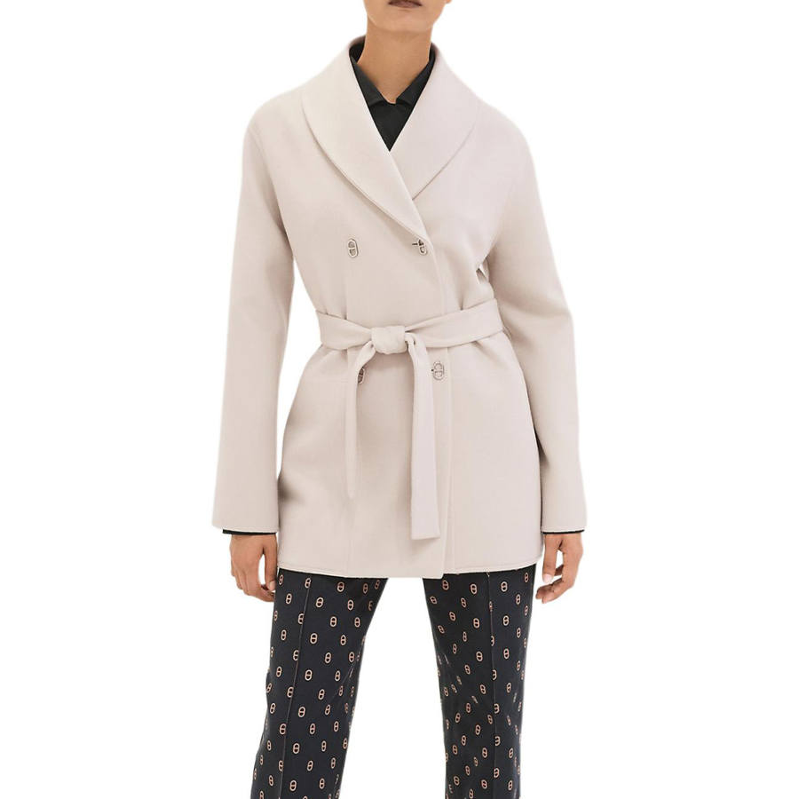 HERMES HERMES Coats Women's White Lapel Moderate