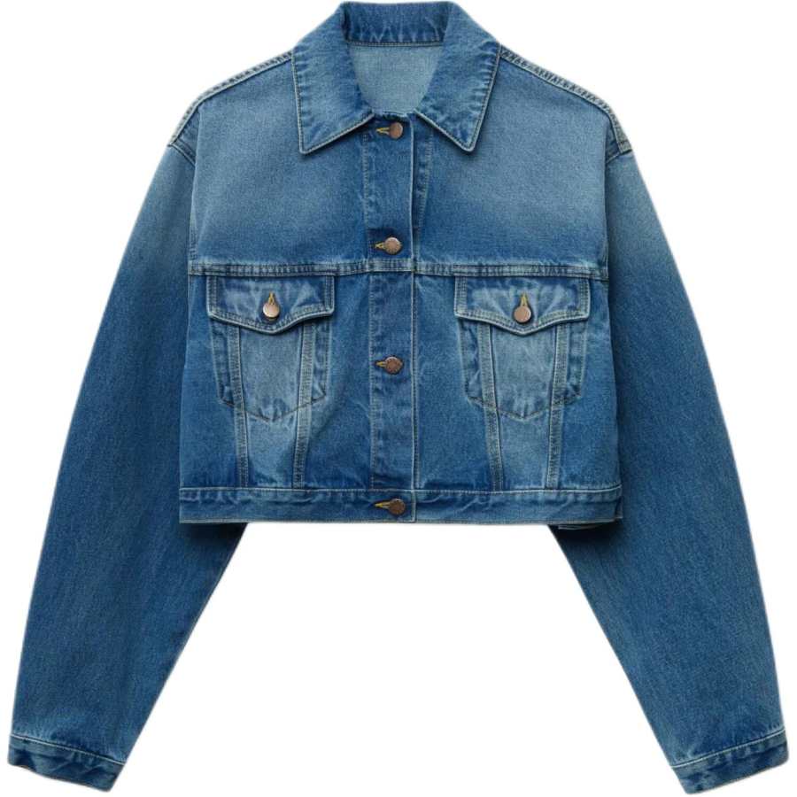 PRADA PRADA Logo Patch Cropped Denim Jacket