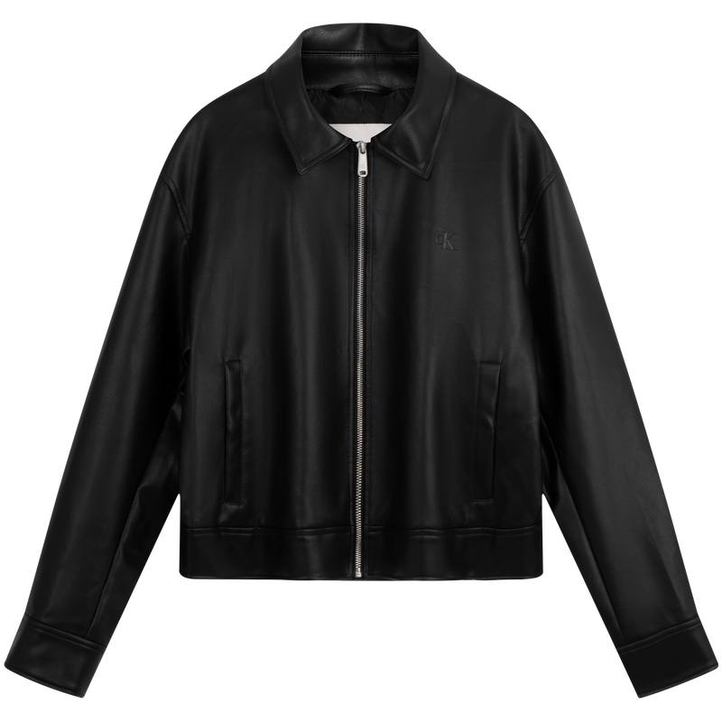 CALVIN KLEIN Leather Jacket Women's Space Black