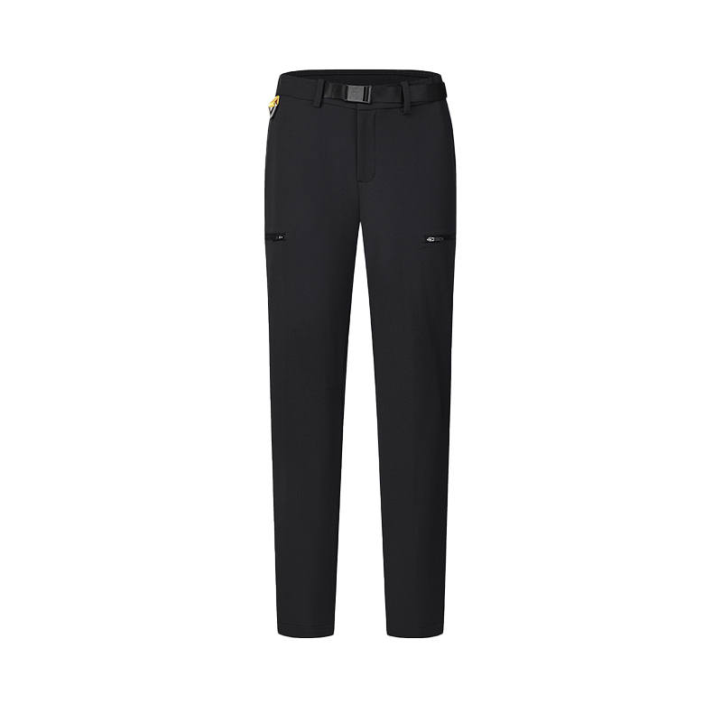FILA Solid Color Minimalist Style Versatile Straight Fit Fleece Lined Woven Casual Pants Women's Pitch Black