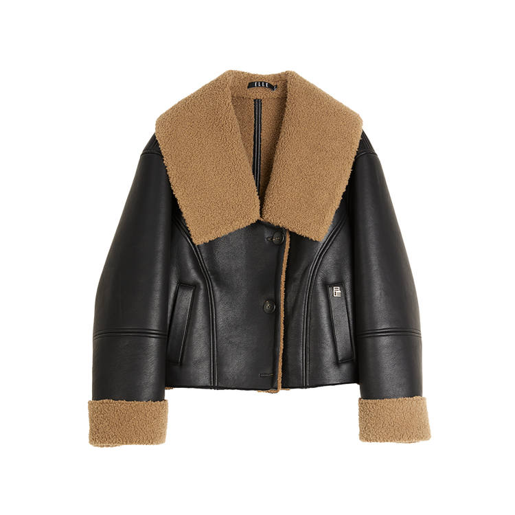 ELLE ELLE Leather Jacket Women's Black