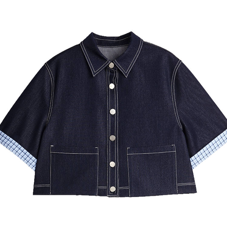 ELLE Cropped Coat Women's Denim Blue