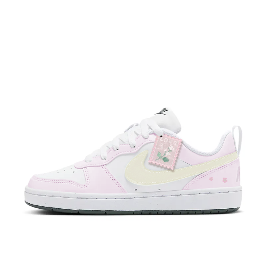 Nike Nike Court Borough Synthetic Leather Slip Resistant Cushioning Low top Kids' Skateboarding Shoes Yellow Pink Teenagers
