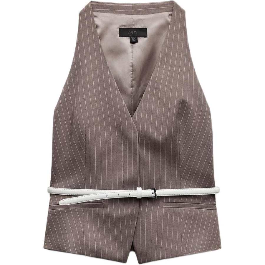 ZARA Vest Women's Brown/Dark Taupe