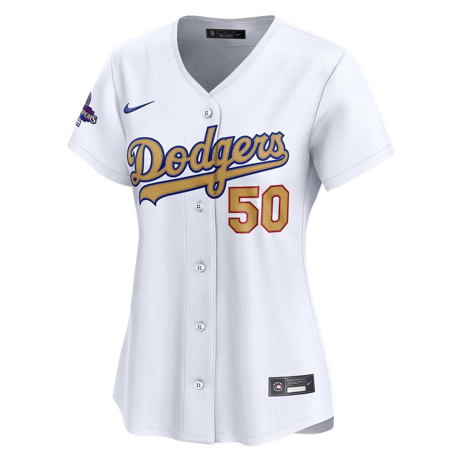 Nike Nike Mookie Betts Los Angeles Dodgers 2024 World Series Champions Gold Women's's Nike Dri FIT Adv Mlb Limited Jersey