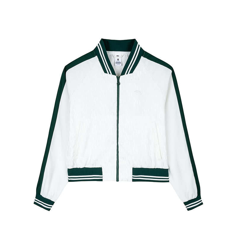 Anta Baseball Jacket Women's Papyrus White/Mycelium Green