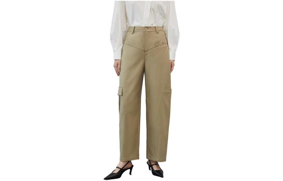 ELLE Casual Pants Women's Green Moderate Straight Fit Pants