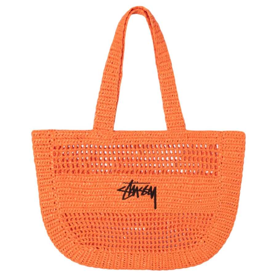 Stussy Woven Tote Bag, Shopping Bag, Handbag, Shoulder Bag Unisex Orange