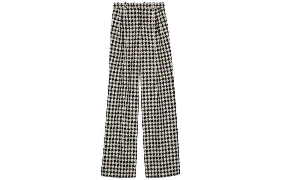 GUCCI Casual Pants Women's Black/White Moderate Straight Fit Pants