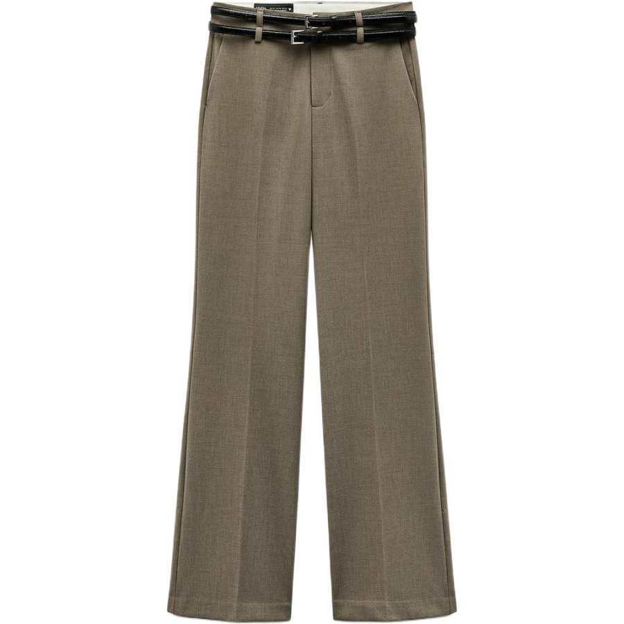 ZARA Trf Casual Pants Women's Zebra Print Khaki