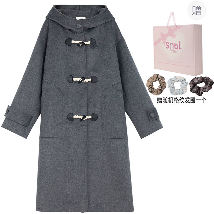 SNBL Coats Women's Gray Hooded Moderate Straight Fit