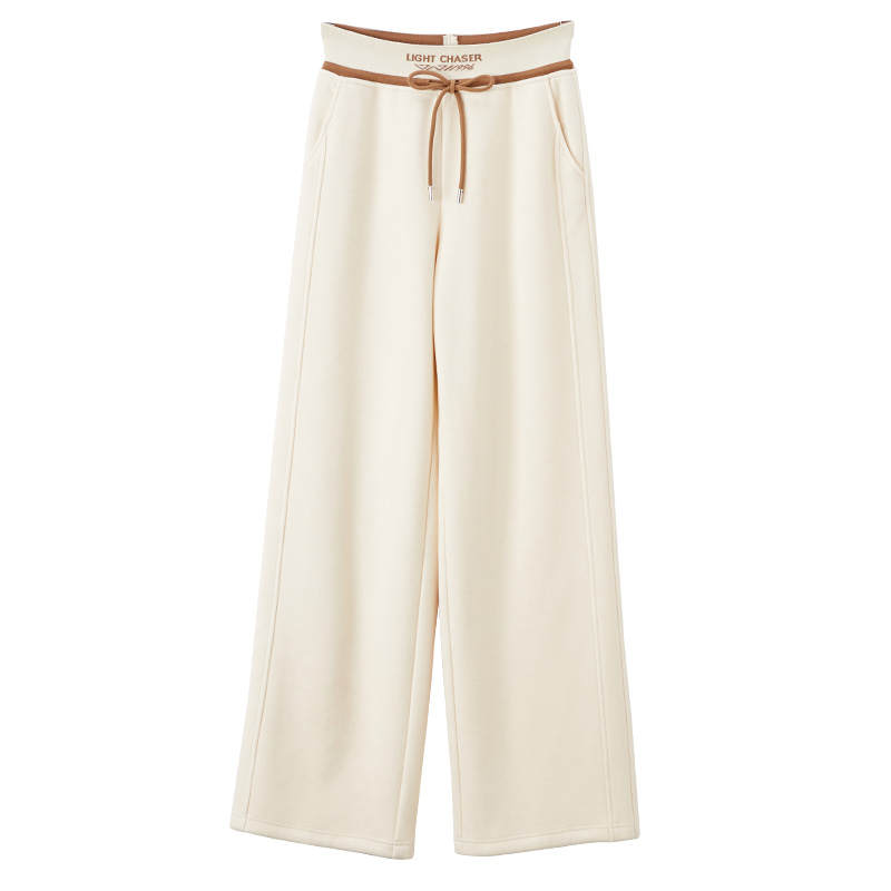 XIANGYING High Rise Fleece Lined Straight Fit Pants With Drape Effect Fleece Lined Thermal Pants Casual Pants Women's
