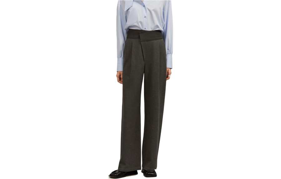ELLE Casual Pants Women's Gray Moderate Straight Fit Pants