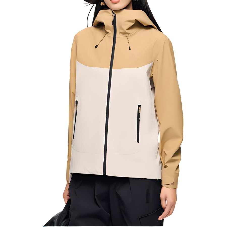 ANTA Windbreaker Jackets Women's Chalk/Phoenix Feather Brown Hooded Moderate