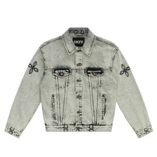 SMFK Denim Jacket Unisex White Snowflake