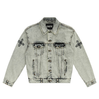 SMFK Denim Jacket Unisex White Snowflake