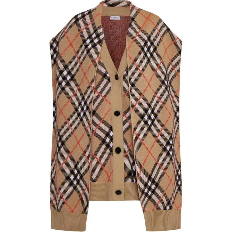Burberry Checked Sleeveless Cardigan And Scarf